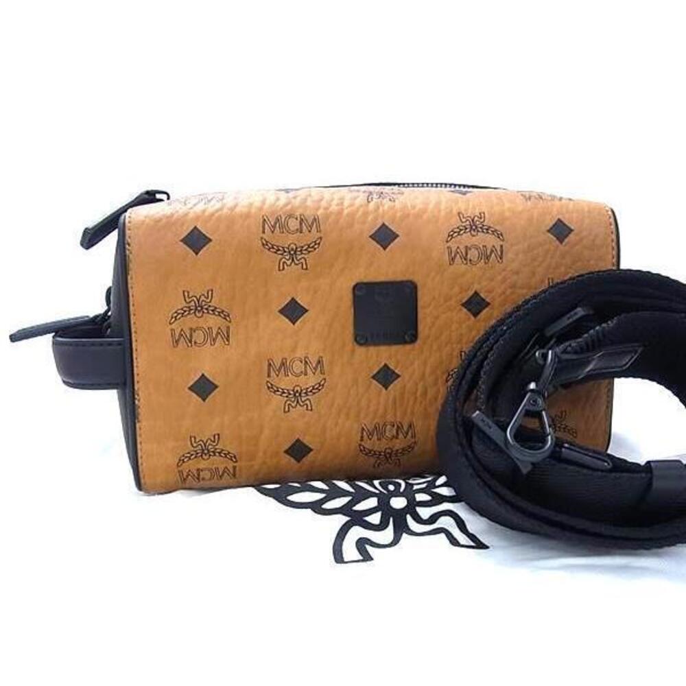 MCM Monogram Visetos Leather Crossbody Shoulder Bag Brown